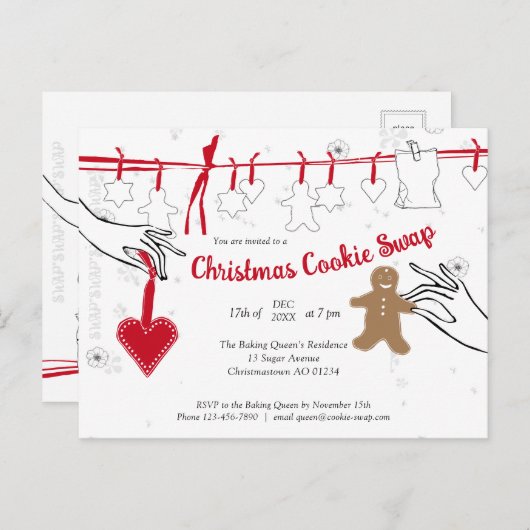 Invitation de Noël Cookie Swap Party (Devant / Derrière)