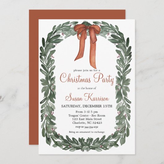 Invitation de Noël Cuivre arcs (Devant / Derrière)