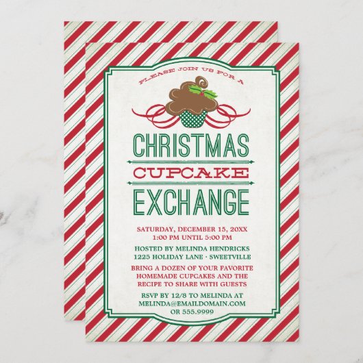 Invitation de Noël Cupcake Exchange Party (Devant / Derrière)