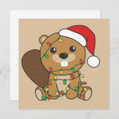 Invitation de Noël d'animaux d'hiver de castor (Devant / Derrière)