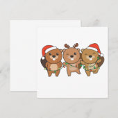 Invitation de Noël de castor Animaux de Noël Choue (Devant / Derrière)