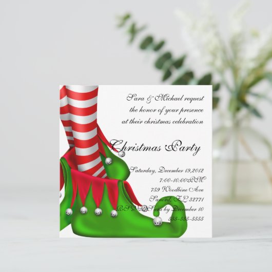 invitation de Noël de chaussure d'elfe (Debout devant)