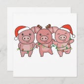 Invitation de Noël de cochons Animaux de Noël Coch (Devant / Derrière)
