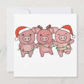 Invitation de Noël de cochons Animaux mignons Coch (Devant)
