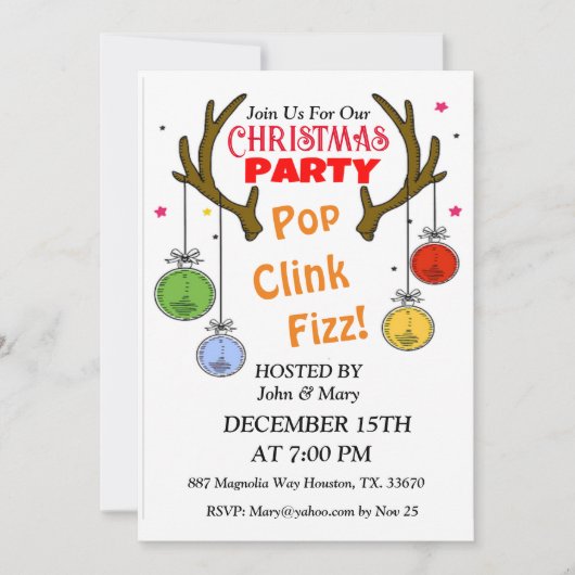 Invitation de Noël de Deer Antlers (Devant)