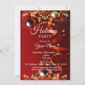 Invitation de Noël de la fête de l'or et du rouge (Devant)