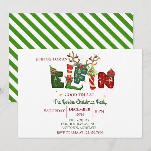 Invitation de Noël de la fête de Noël de la mignon (Devant / Derrière)