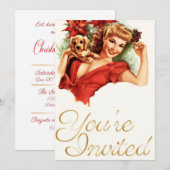 Invitation de Noël de la fille Pinup (Devant / Derrière)