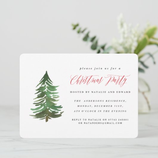 Invitation de Noël de la forêt d'aquarelle. (Debout devant)