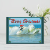 Invitation de Noël de Surfing Père Noël (Debout devant)