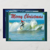 Invitation de Noël de Surfing Père Noël (Devant / Derrière)