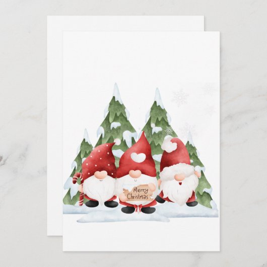 Invitation de Noël de trois Gnome (Devant / Derrière)