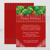Invitation de Noël - Décorations rouges et festive (Devant / Derrière)