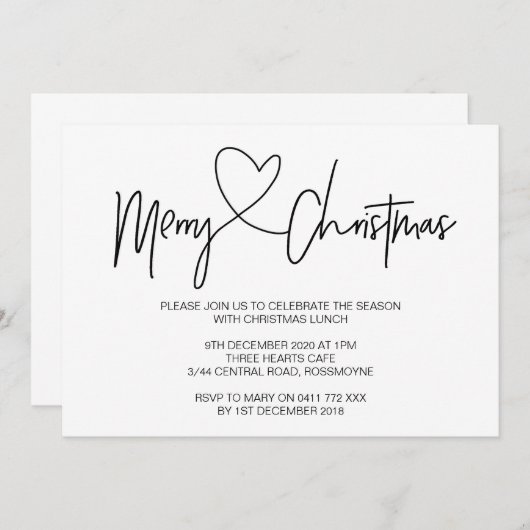 Invitation de Noël Déjeuner de Noël Invitation (Devant / Derrière)