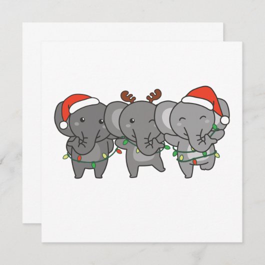 Invitation de Noël d'éléphants Animaux de Noël Mig (Devant / Derrière)