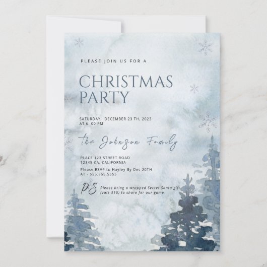 Invitation de Noël d'hiver (Devant)