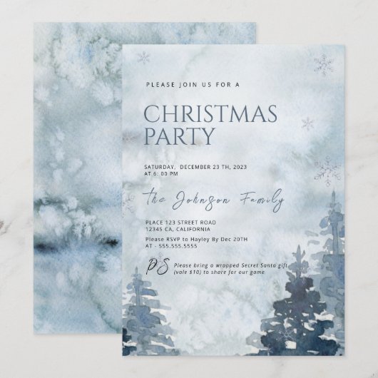 Invitation de Noël d'hiver (Devant / Derrière)