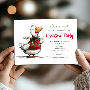 Invitation de Noël drôle et ludique de l'oie de de