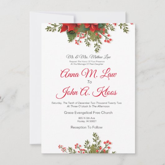 Invitation de Noël du mariage (Devant)