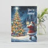 Invitation de Noël du Père Noël vintage (Debout devant)