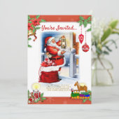 Invitation de Noël du Père Noël vintage (Debout devant)