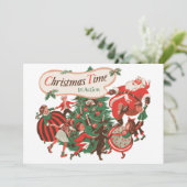 Invitation de Noël du Père Noël vintage (Debout devant)