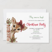 Invitation de Noël éditable avec bébé renne joueur (Devant)