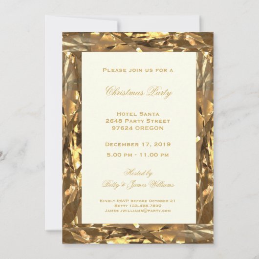 Invitation de Noël Elégante Faux Gold White (Dos)
