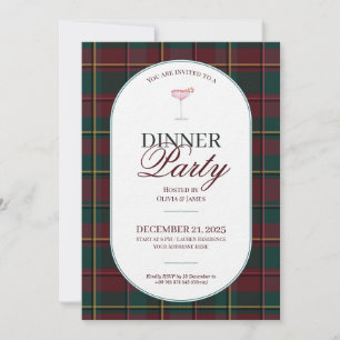 Invitation de Noël élégante vintage à carreaux tar