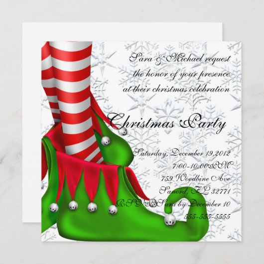 invitation de noël elf shoe (Devant / Derrière)