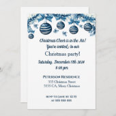 Invitation de Noël en bleu et blanc (Devant / Derrière)