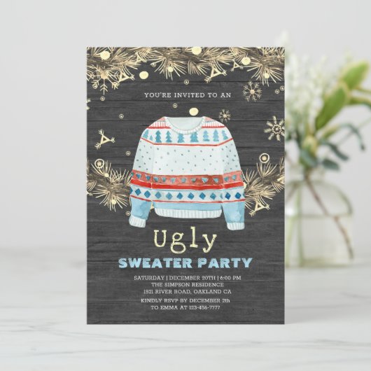 Invitation de Noël en bois doré laide (Debout devant)