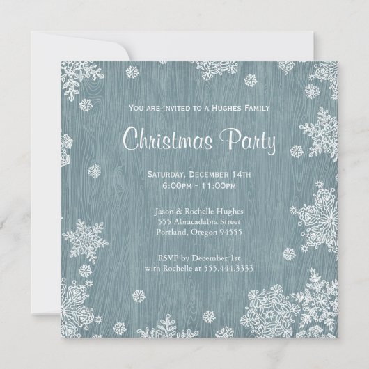 Invitation de Noël en bois rustique (Devant)