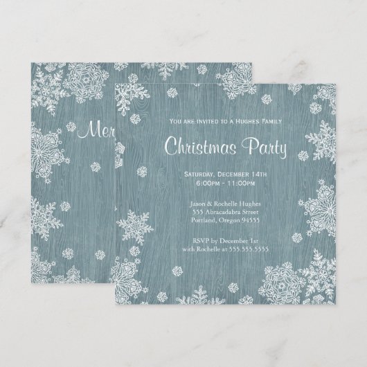 Invitation de Noël en bois rustique (Devant / Derrière)