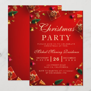 Invitation de Noël Extraordinaire, élégante, rouge
