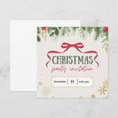Invitation de Noël Festif Beige et Vert (Devant / Derrière)