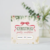 Invitation de Noël Festif Beige et Vert (Debout devant)