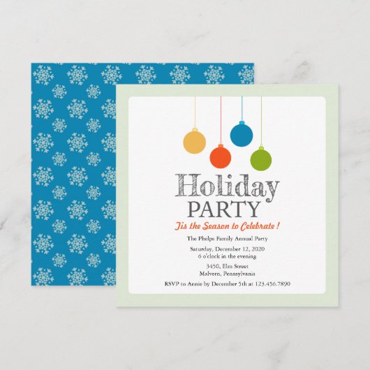 Invitation de Noël/Fête de Noël (Devant / Derrière)