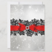 Invitation de Noël Fêtes d'Hiver Ruban Argent Roug (Dos)