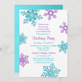 Invitation de Noël | Fléau de neige turquoise viol (Devant / Derrière)