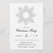 Invitation de Noël Flocon de Neige Argenté (Devant)