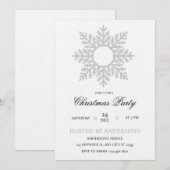 Invitation de Noël Flocon de Neige Argenté (Devant / Derrière)