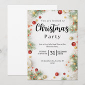 Invitation de Noël Floral blanc et rouge (Devant / Derrière)