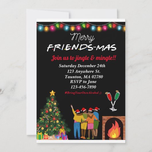 Invitation de Noël Friendsmas ! Amusant, Mignon (Devant)