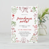 Invitation de Noël Friendsmas dessinée à la main (Debout devant)