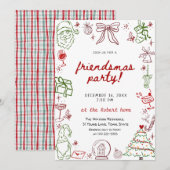 Invitation de Noël Friendsmas dessinée à la main (Devant / Derrière)