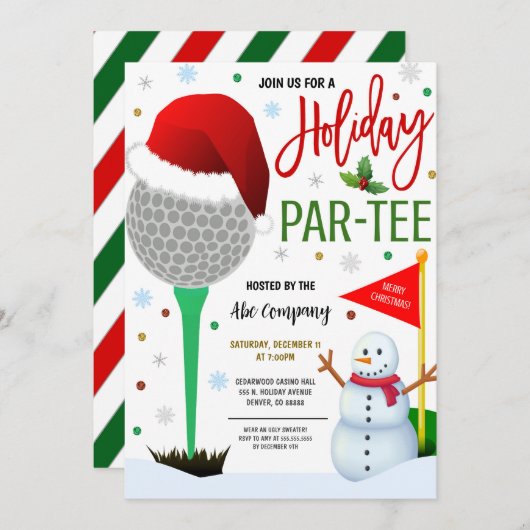 Invitation de Noël Golf Party (Devant / Derrière)