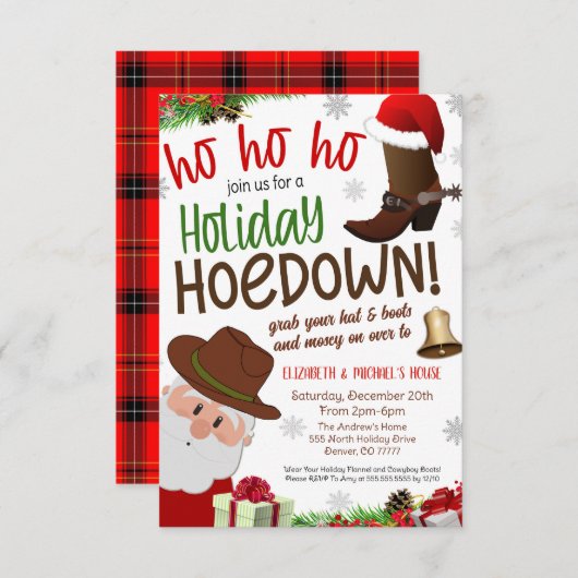 Invitation de Noël Hoedown (Devant / Derrière)