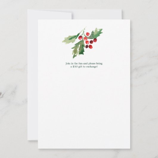 Invitation de Noël Holiday Holly (Dos)