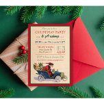 Invitation de Noël Holiday Père Noël<br><div class="desc">Tout le monde aime le Père Noël Secret ! Invitation tes amis pour fêter les fêtes avec cette belle conception avec un père Noël vintage dans sa "voiture de fuite".</div>